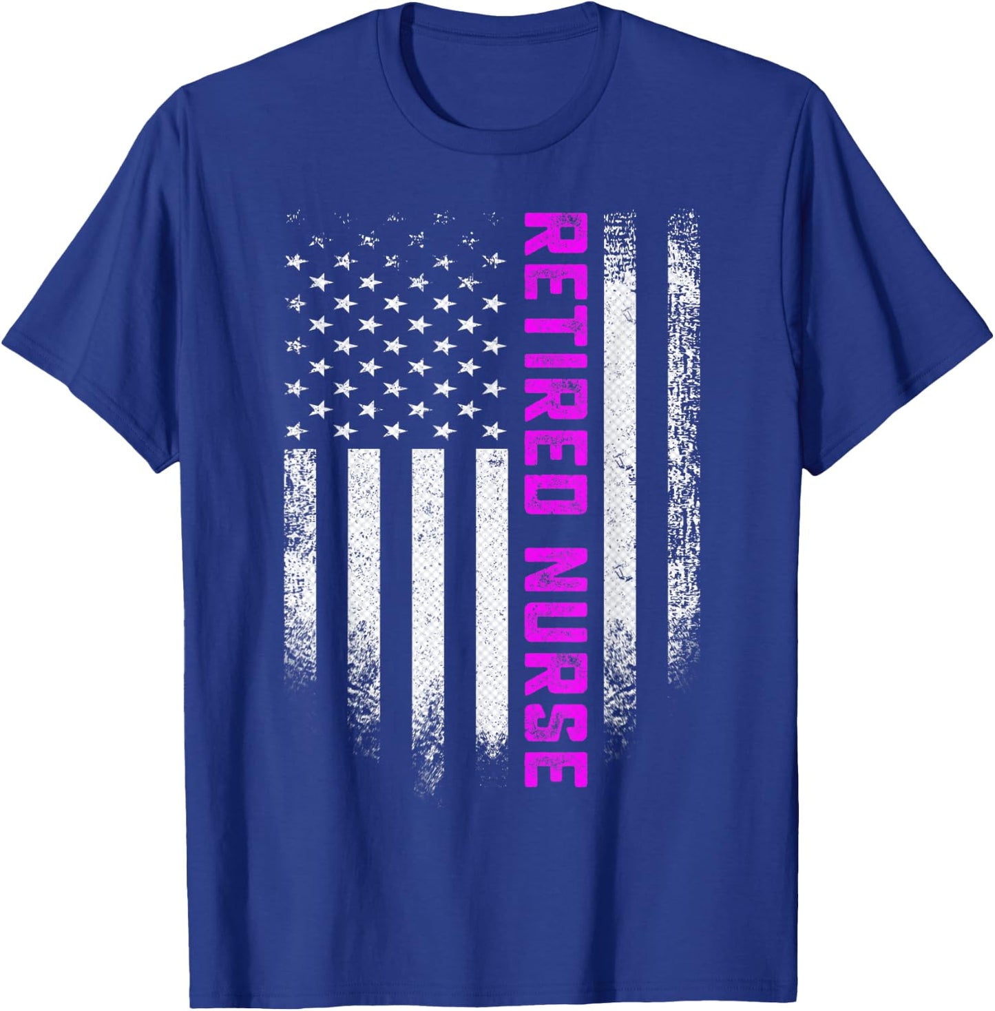 Vintage American Flag Proud Retired Nurse Retirement Nursing T-Shirt - T-Shirt | Royal