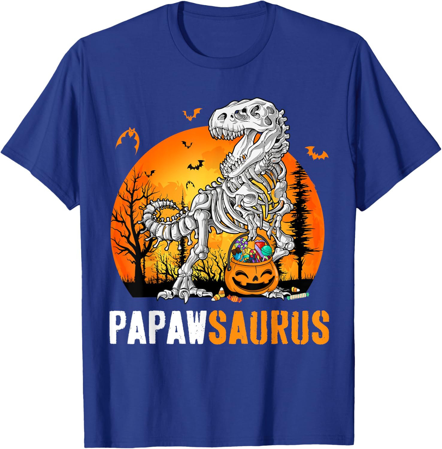 Papawsaurus Dinosaur Skeleton Halloween Papaw Saurus T-Shirt - T-Shirt | Royal