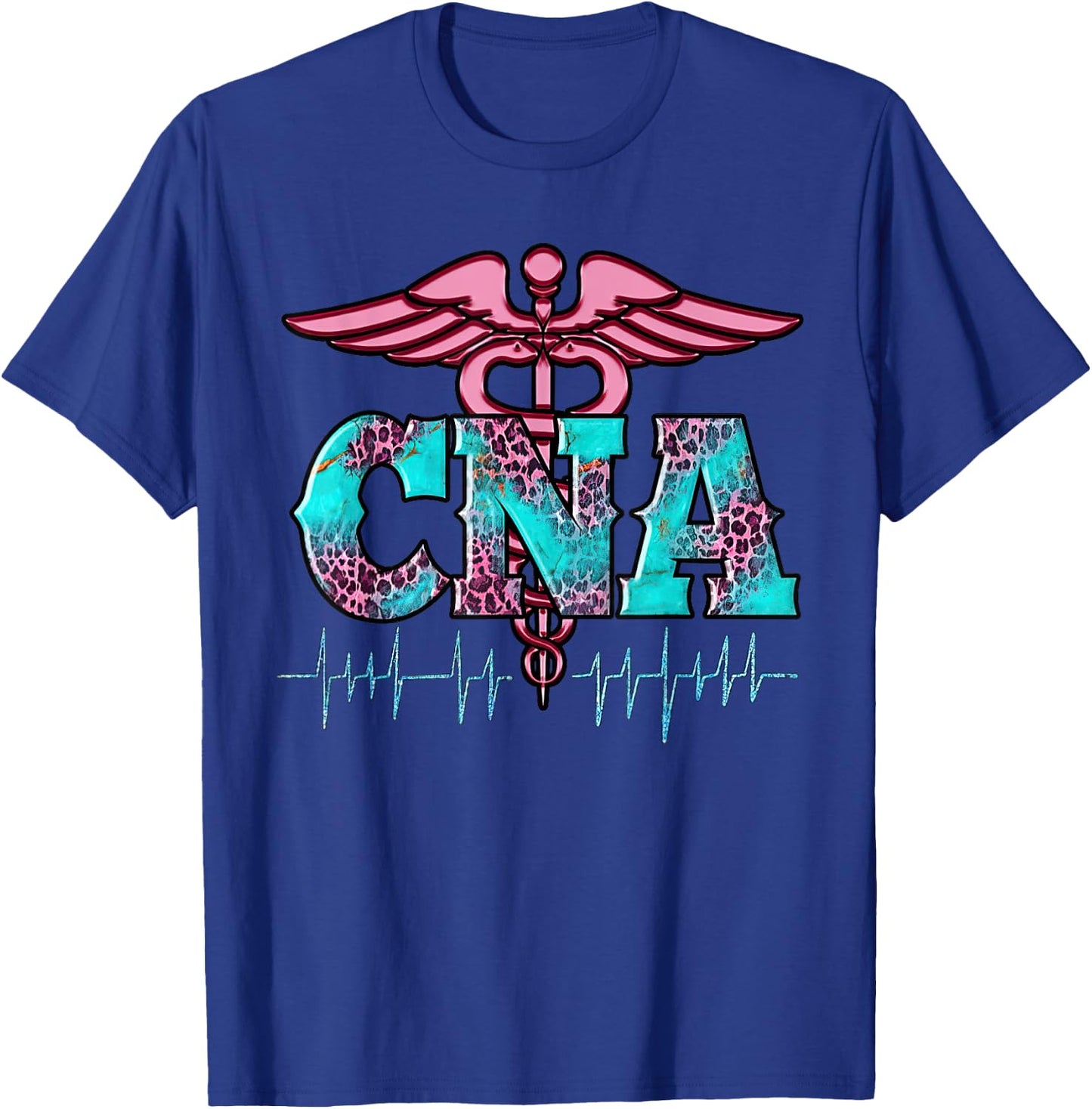 Pink And Blue Leopard CNA Nurse Christmas Pajamas For Team T-Shirt - T-Shirt | Royal