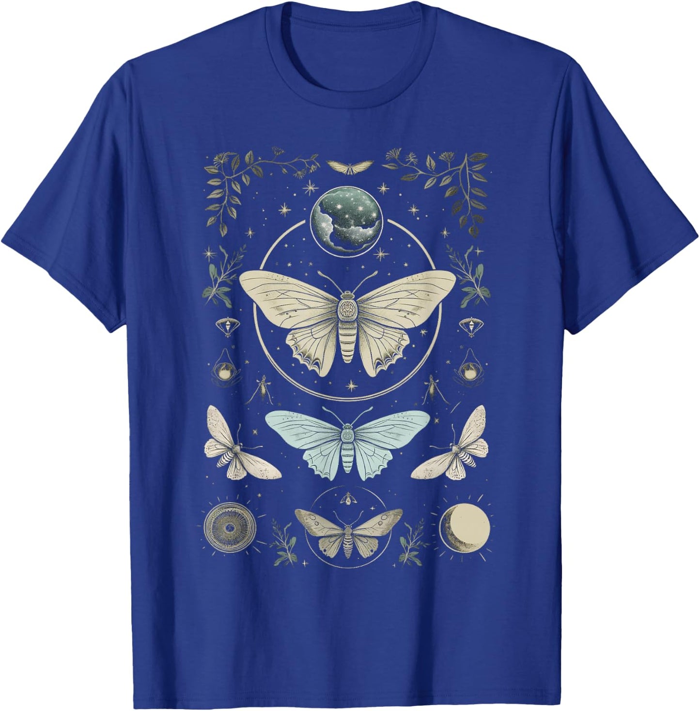 Forest Witch Moth And Moons Folkloric Wiccan Nature Goth T-Shirt - T-Shirt | Royal