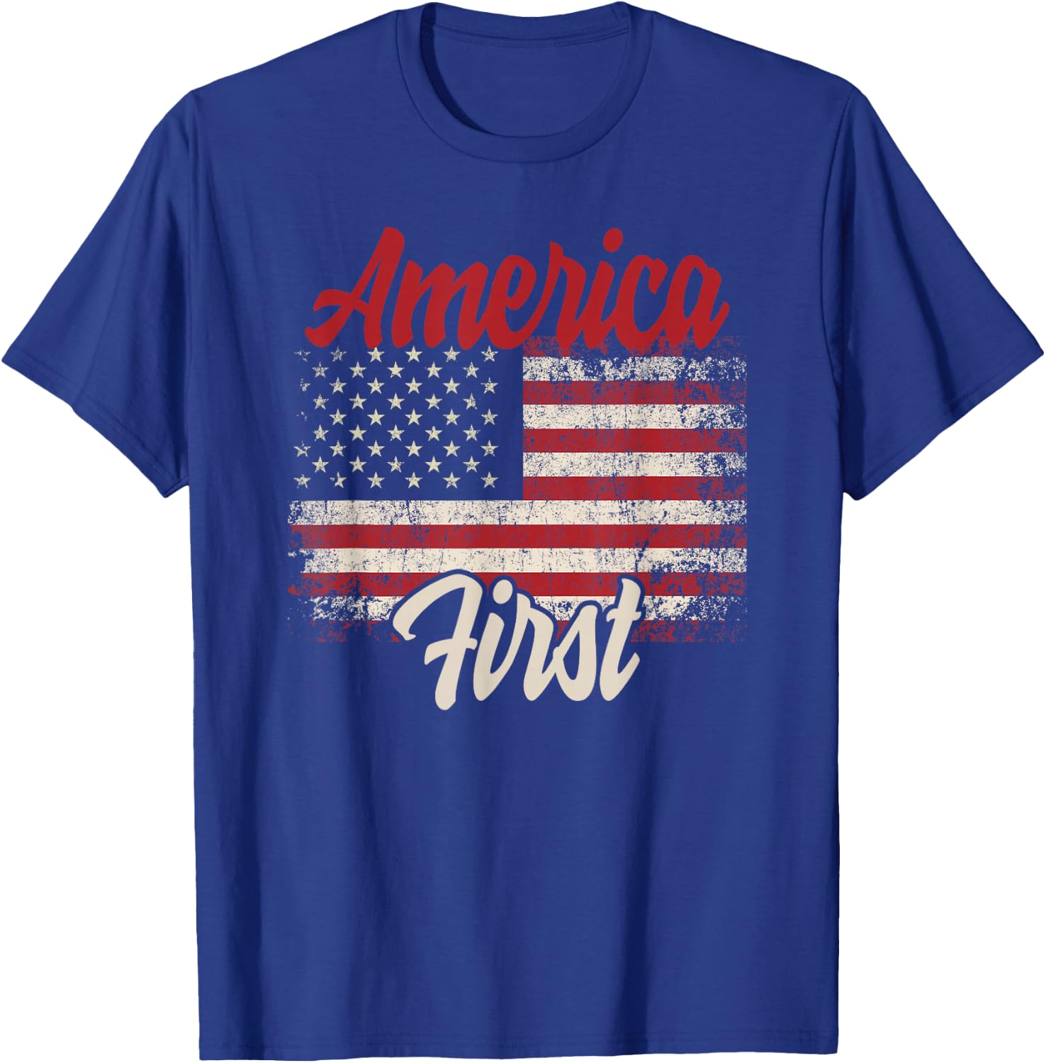 America First Veteran National Pride American Flag T-Shirt - T-Shirt | Royal
