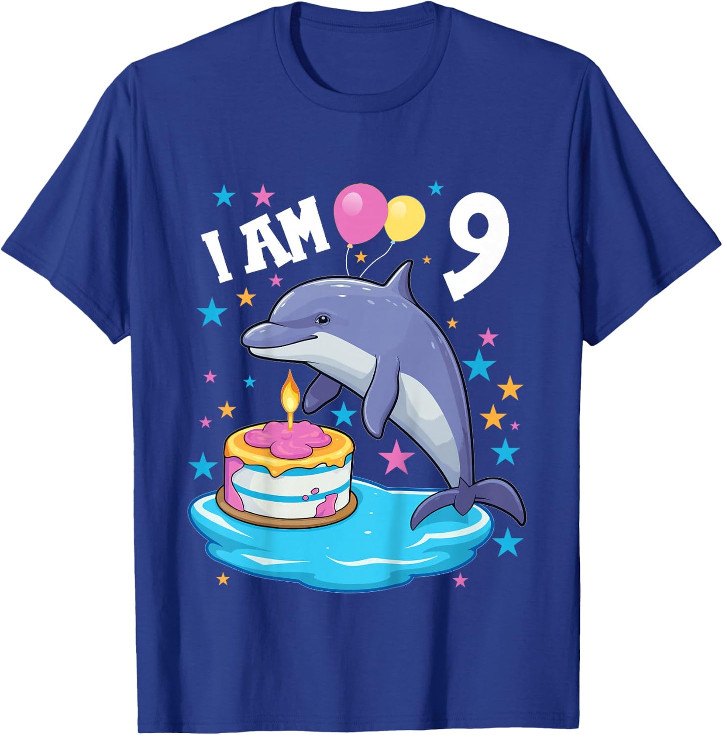 9 Years old Boy or Girl Dolphins 9th birthday Dolphin T-Shirt - T-Shirt | Royal