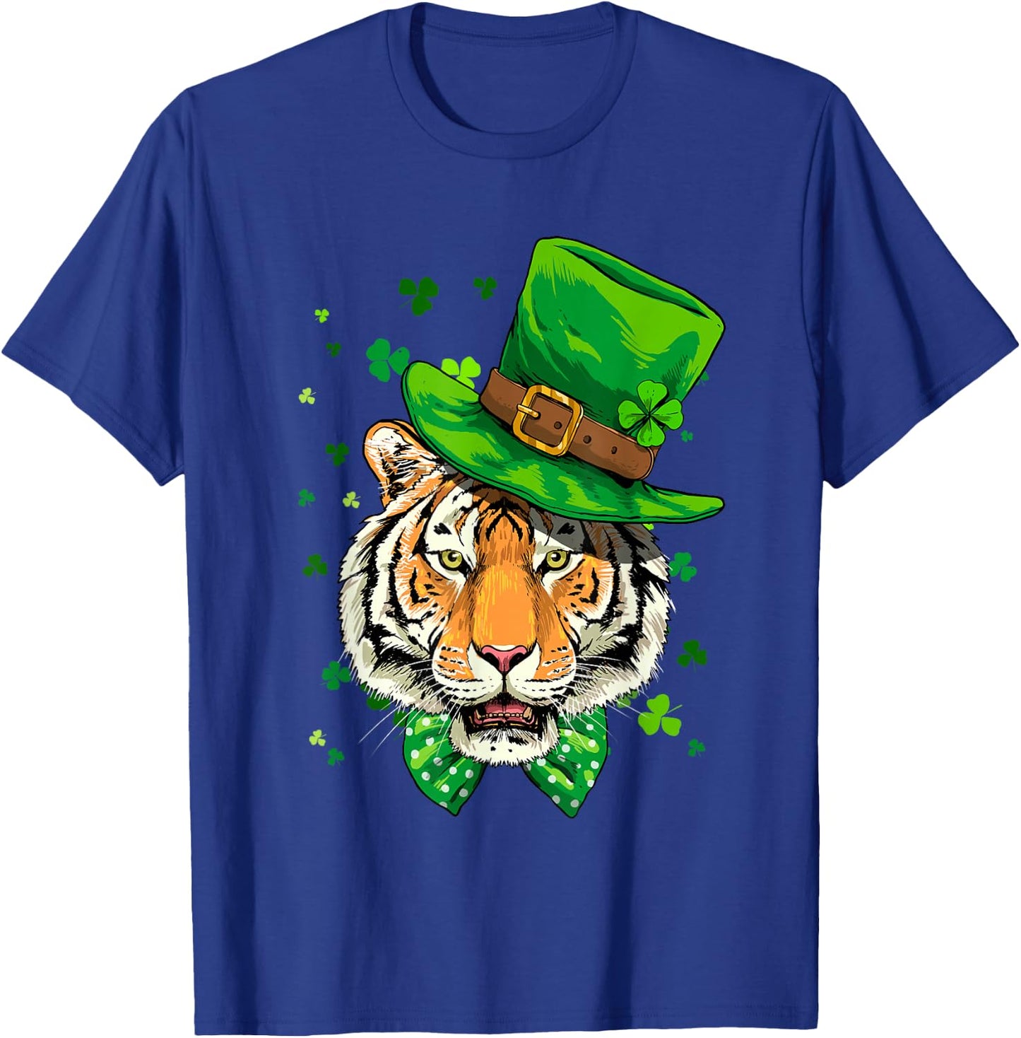 St Patrick's Day Leprechaun Tiger Shamrock Tiger Lover Irish T-Shirt - T-Shirt | Royal
