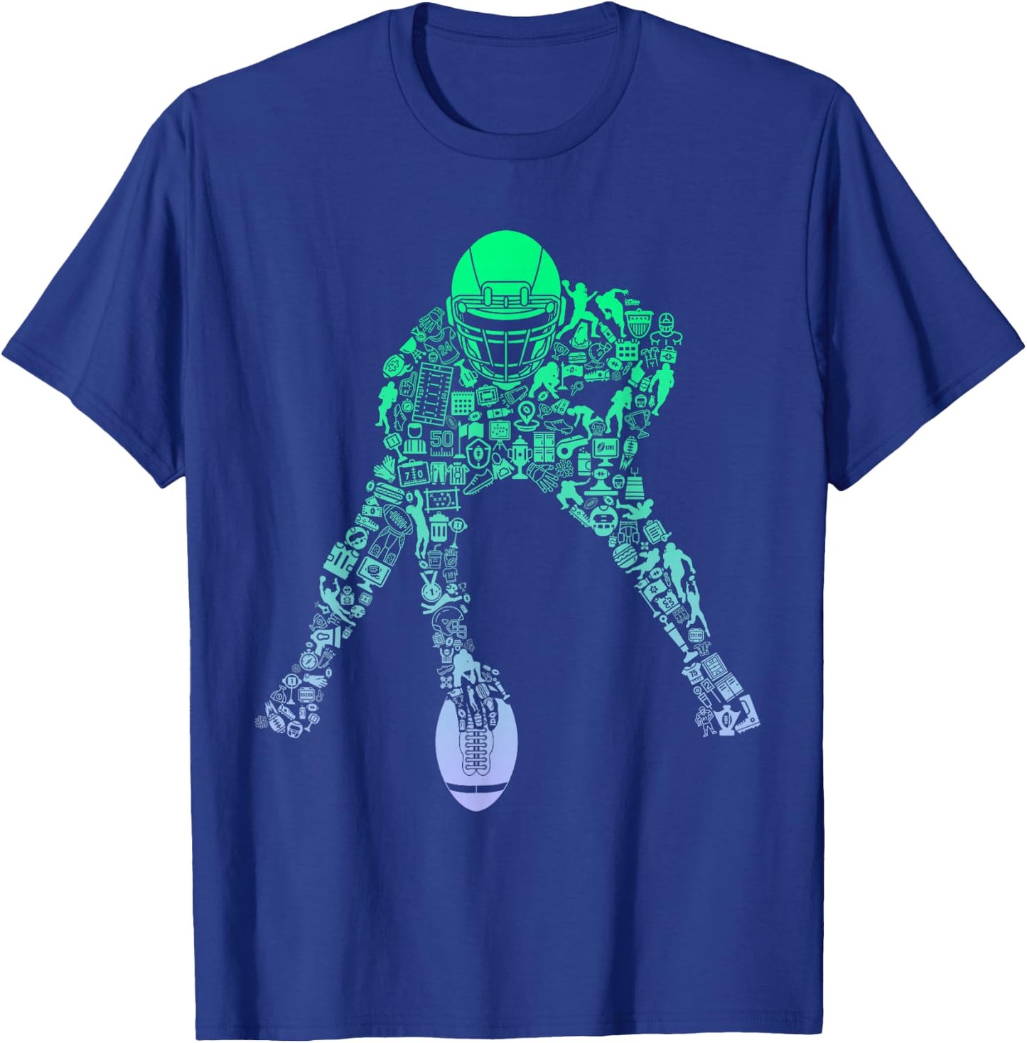 Youth Football Apparel Center Player Coach Boys Football T-Shirt - T-Shirt | Royal