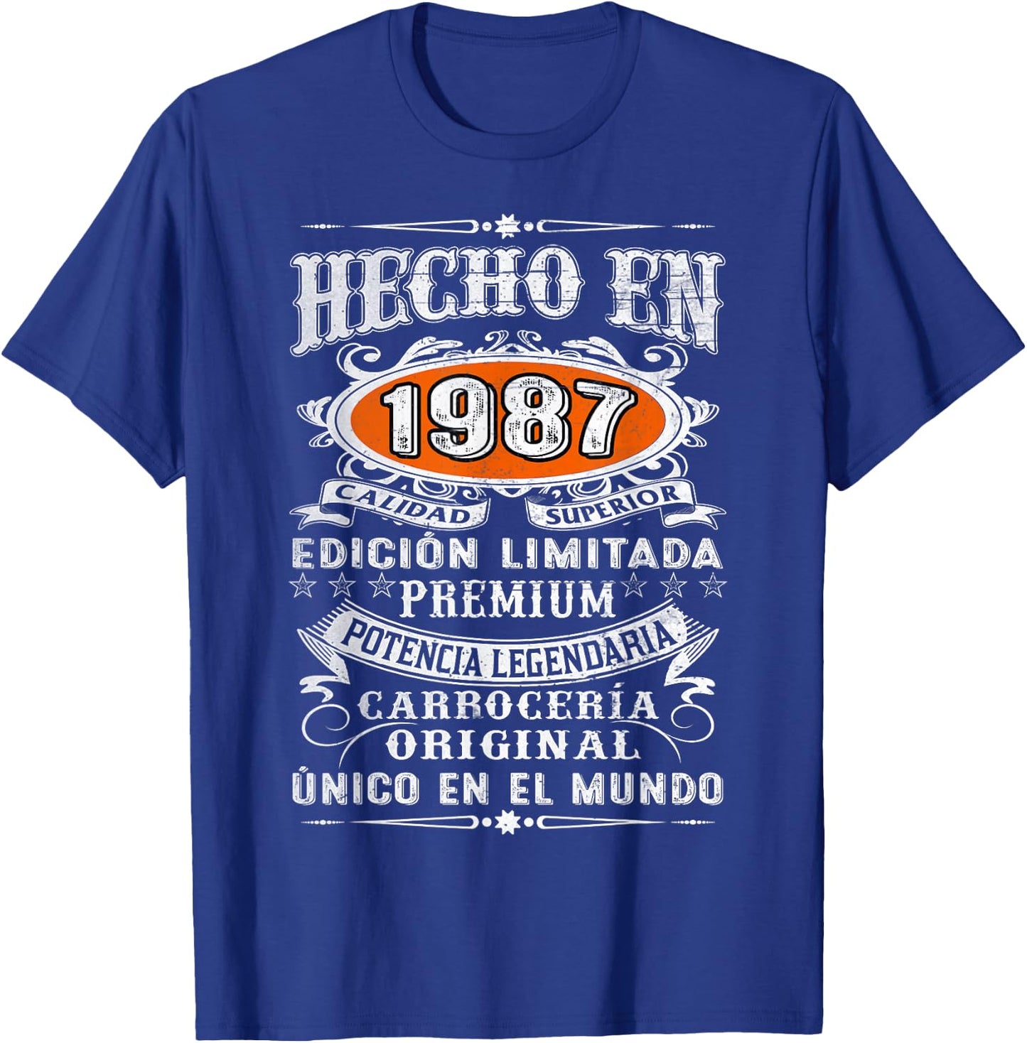 37th Birthday Spanish Made In 1987 Cumpleaños Español T-Shirt - T-Shirt | Royal
