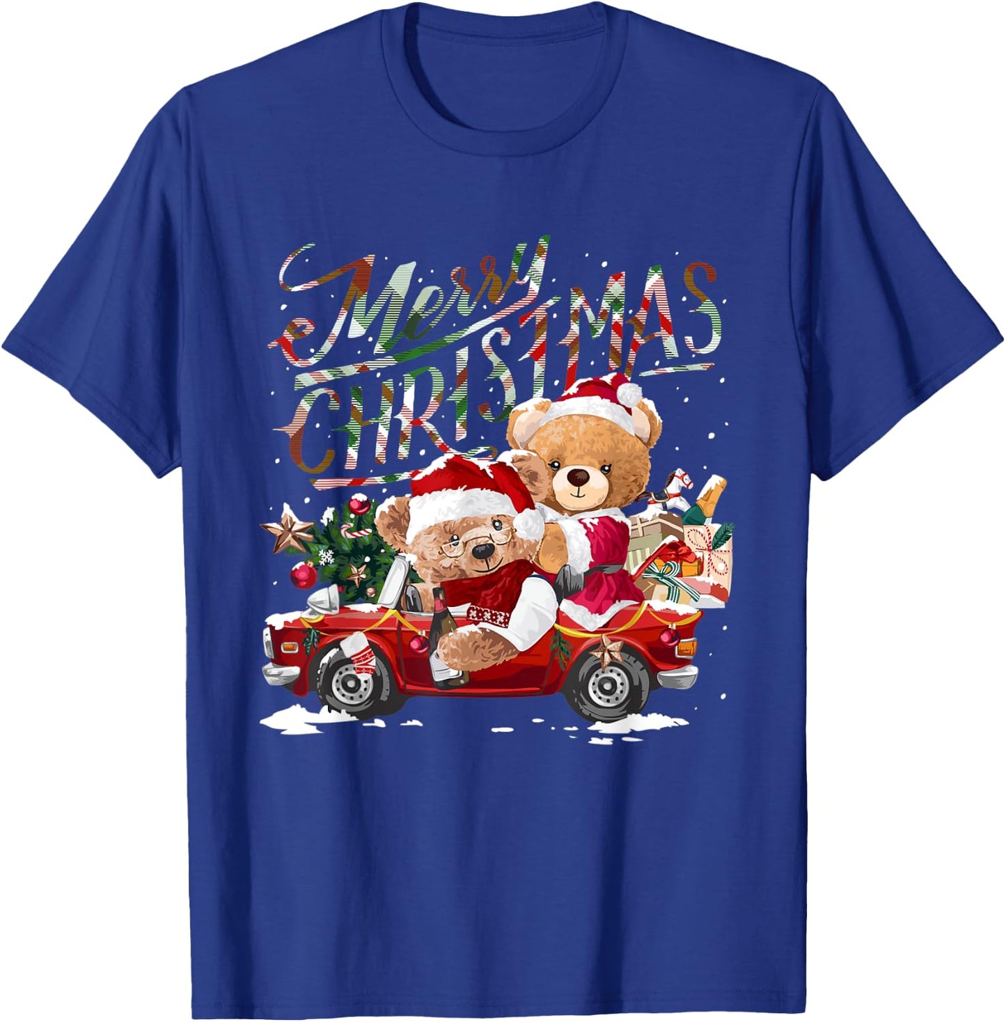 Teddy bears and Christmas tree in red car T-Shirt - T-Shirt | Royal