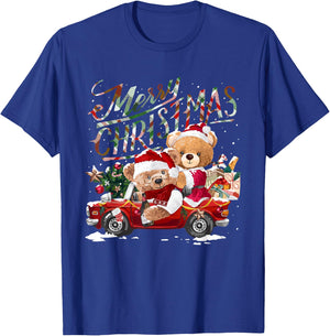 Teddy bears and Christmas tree in red car T-Shirt - T-Shirt | Royal