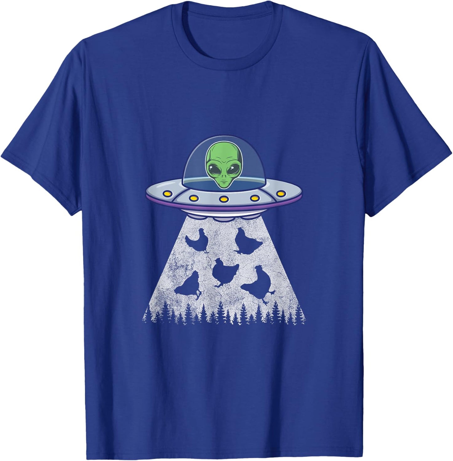 Chicken Abduction Funny UFO Alien Lover Vintage Distress T-Shirt - T-Shirt | Royal