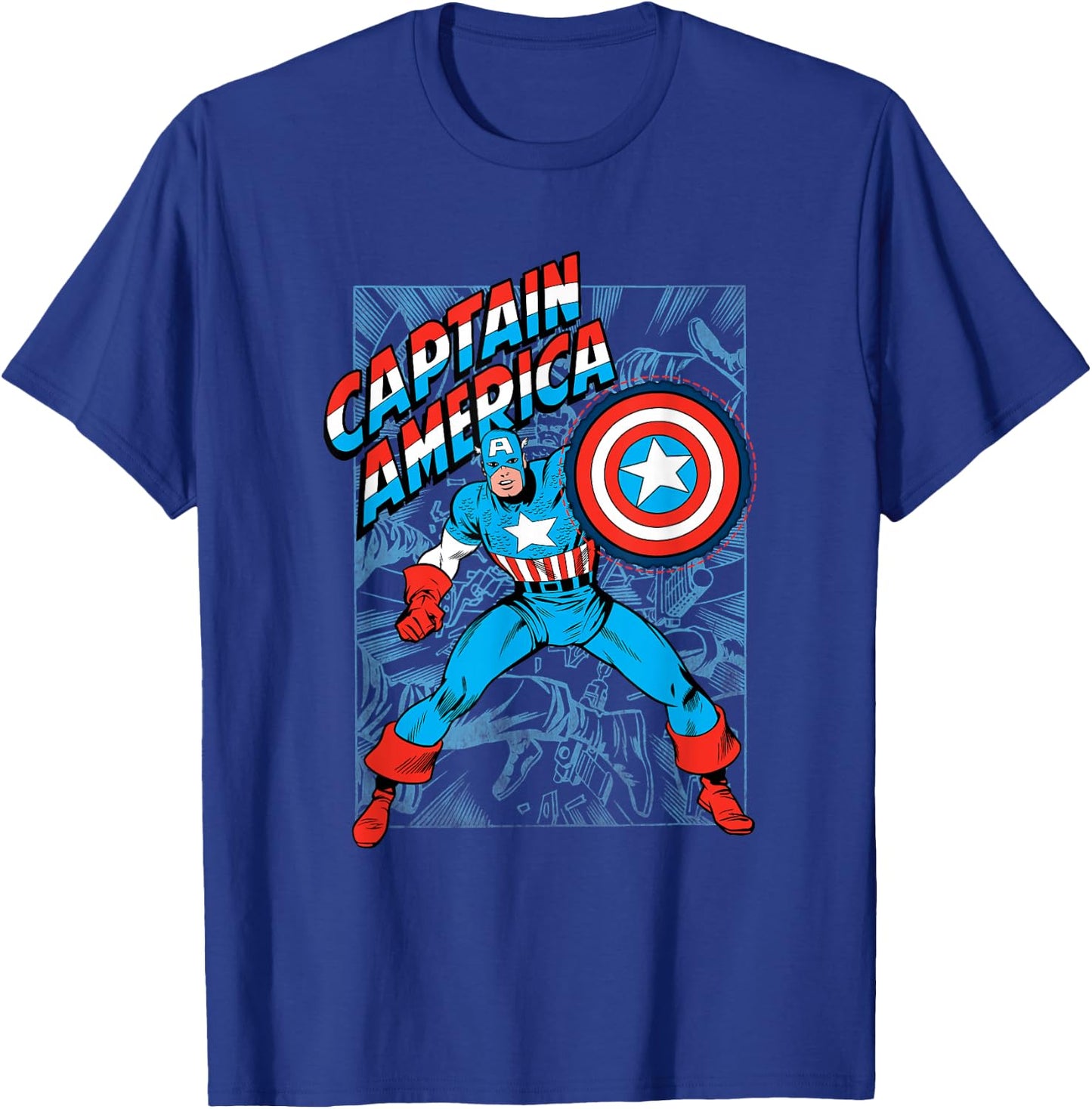 Marvel Comics Retro Classic Captain America Comic Book Cover T-Shirt - T-Shirt | Royal