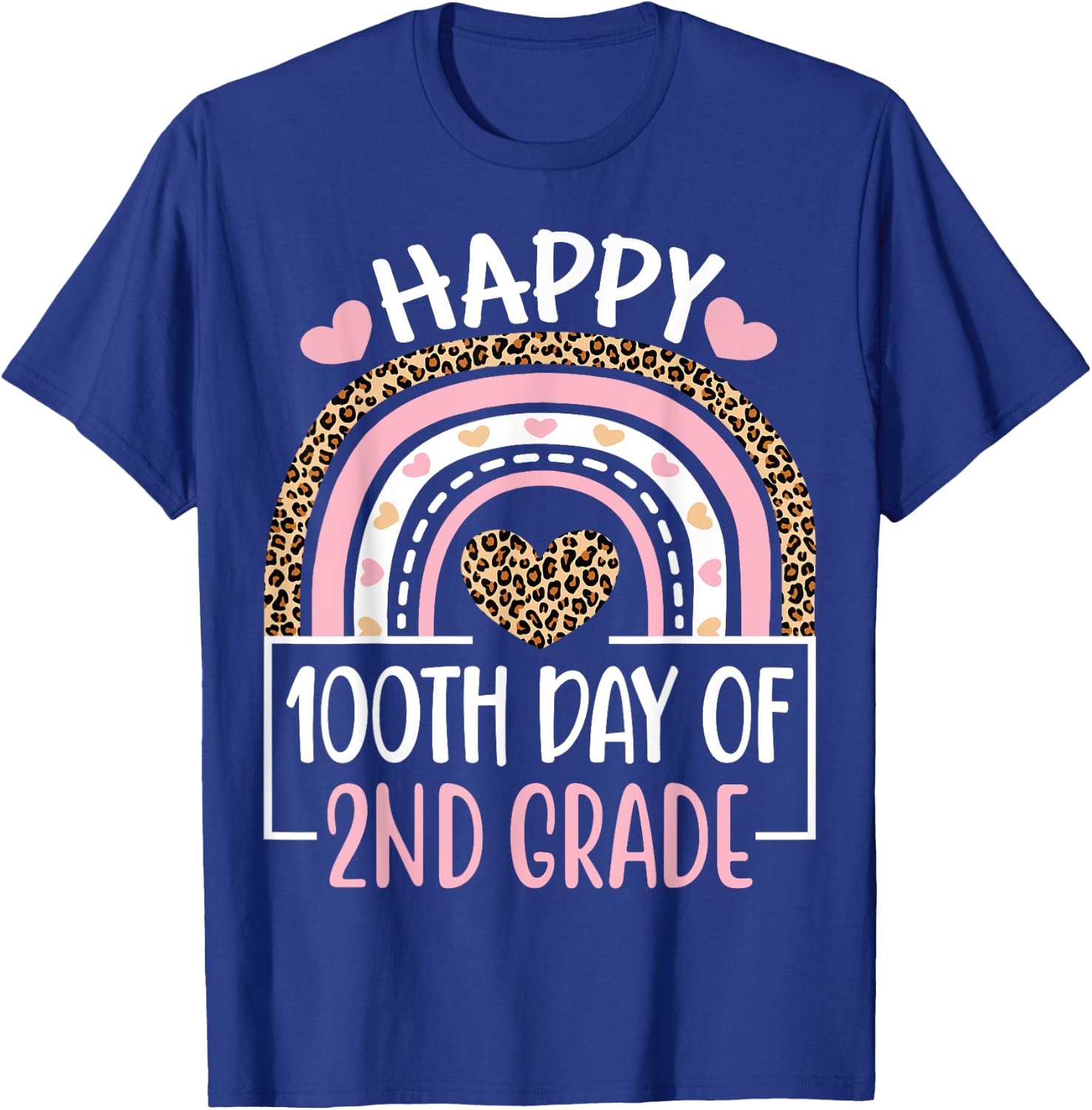 100th Day Of 2nd Grade Funny 100 Days Of School Teacher T-Shirt - T-Shirt | Royal
