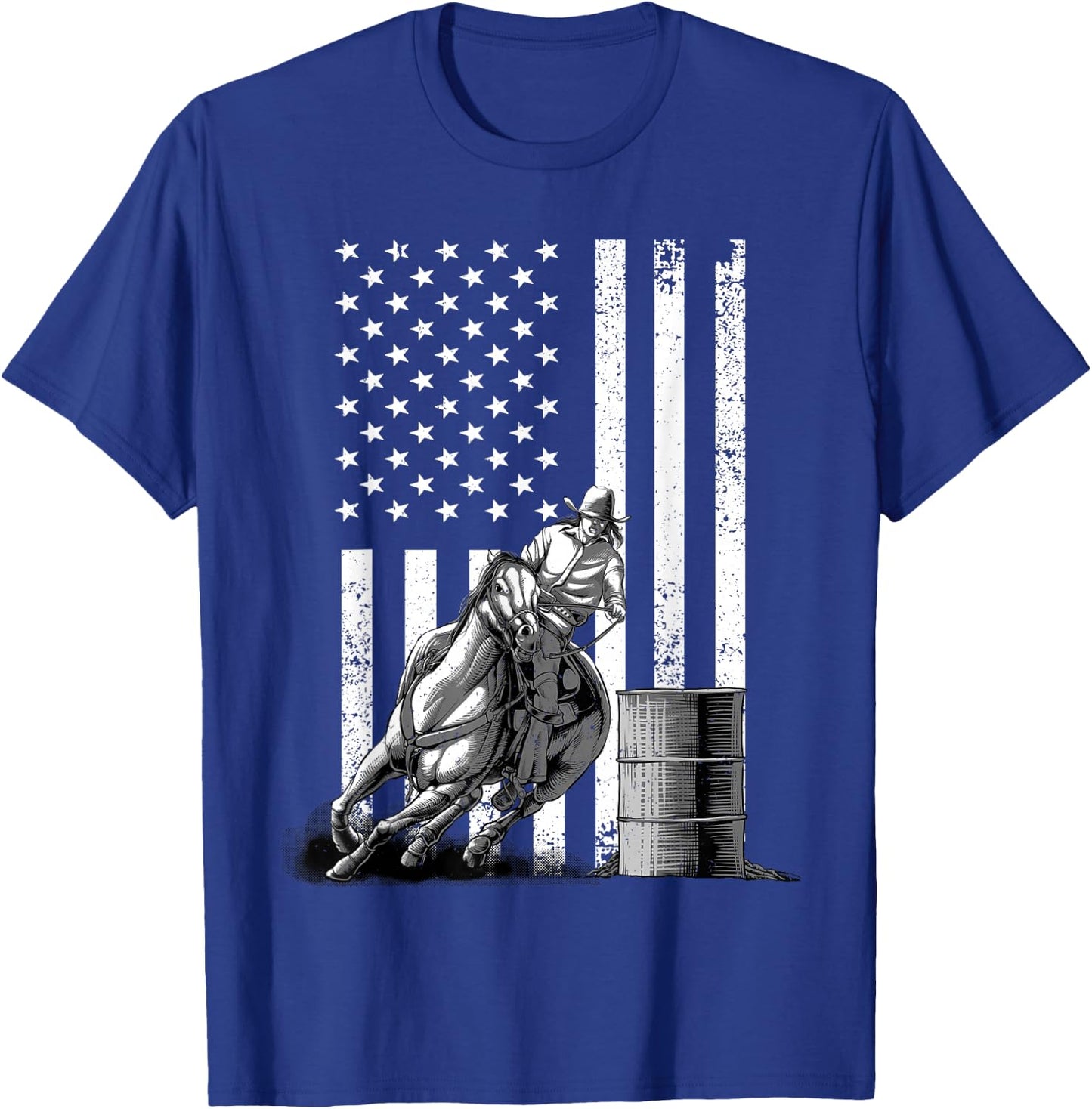Cool Barrel Racing Women Barrel Racer Rodeo US Flag T-Shirt - T-Shirt | Royal