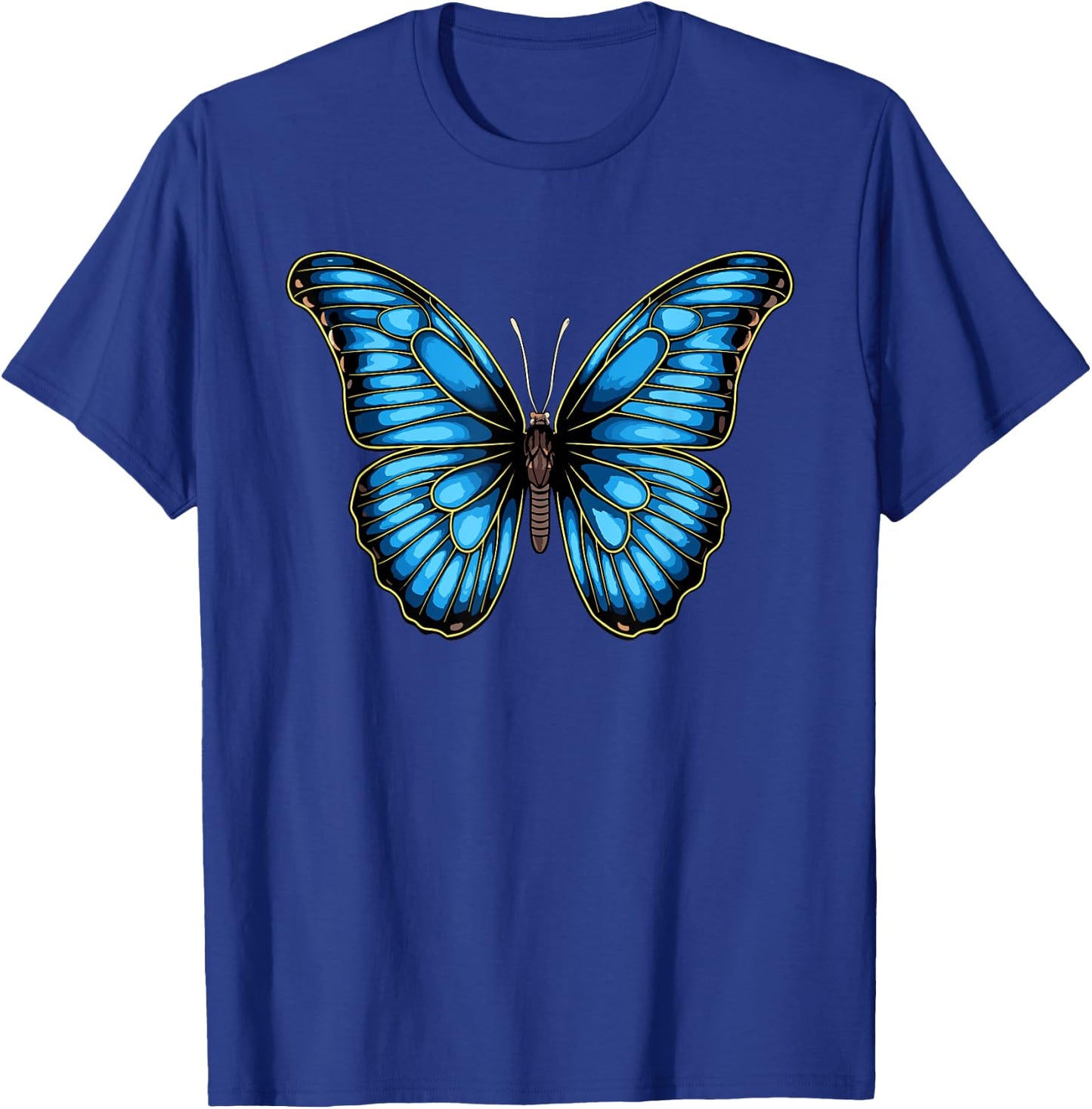 Blue Morpho Butterfly Art Entomologist Flower T-Shirt - T-Shirt | Royal