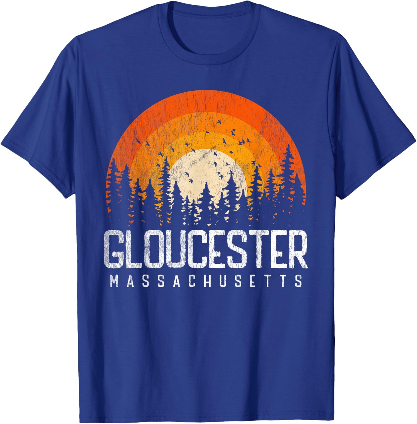 Gloucester Massachusetts MA Shirt Vintage 80s 90s Retro Gift T-Shirt - T-Shirt | Royal