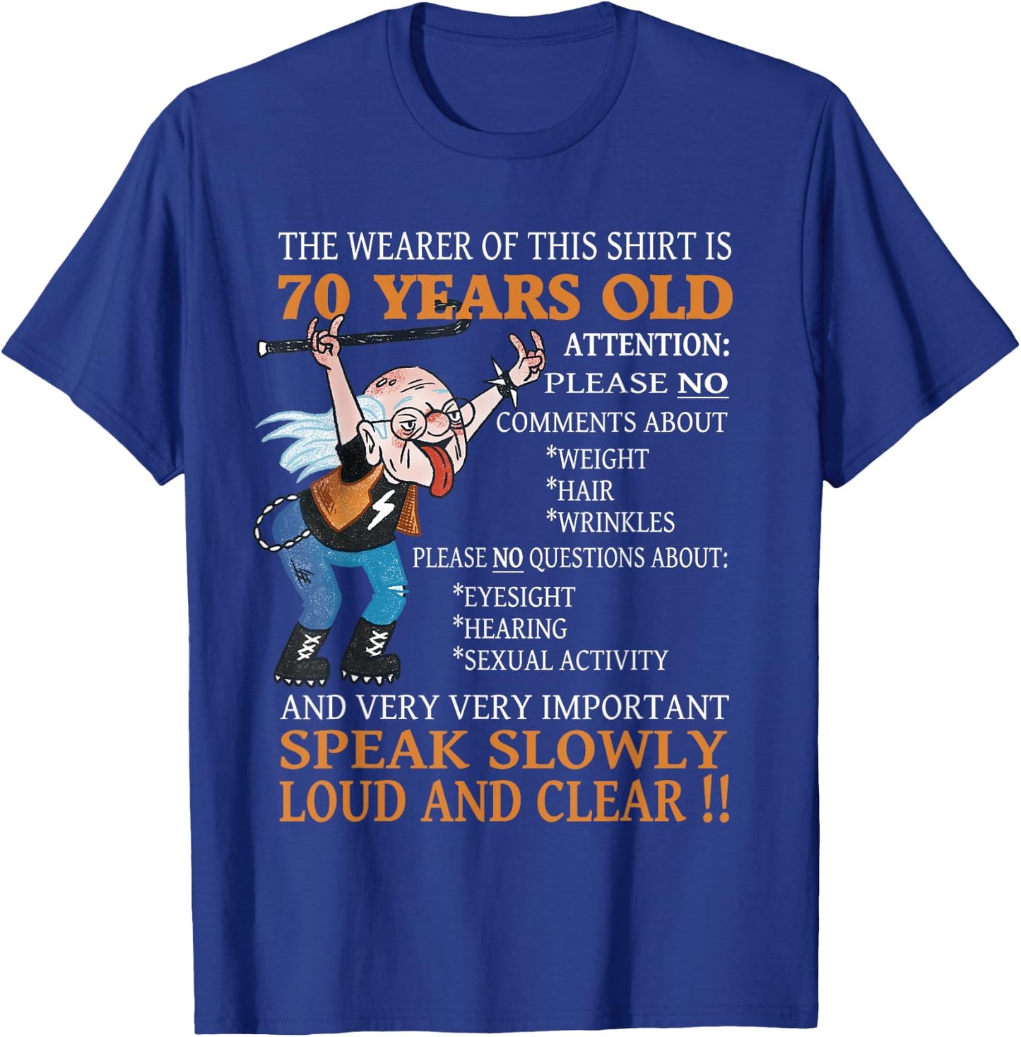 funny 70th Birthday Women Men 70 years old Bday T-Shirt - T-Shirt | Royal