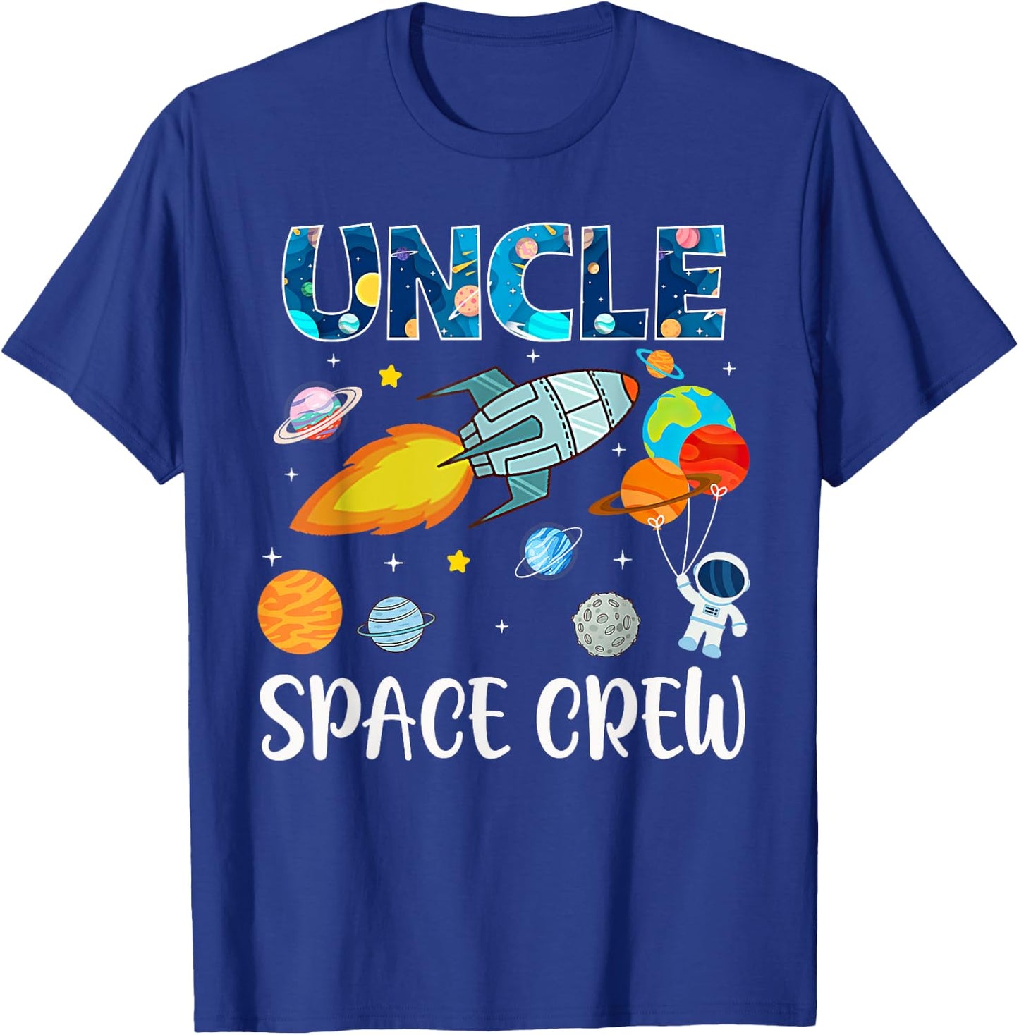 Uncle Space Crew Mom Of The Birthday Boy Birthday Party T-Shirt - T-Shirt | Royal