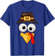 Cute Turkey Face Glasses Boys Kids Thanksgiving Family T-Shirt - T-Shirt | Royal