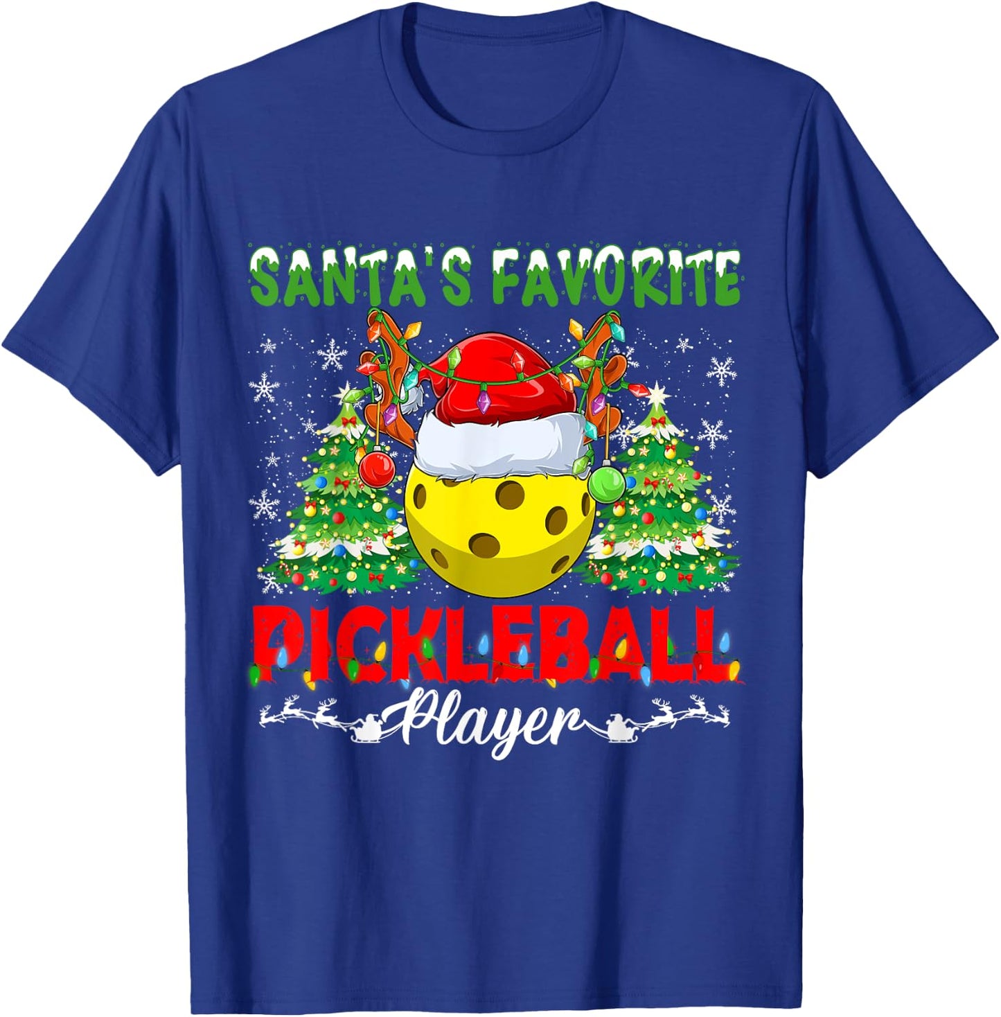 Funny Santas Favorite Pickleball Player Christmas Pajama T-Shirt - T-Shirt | Royal