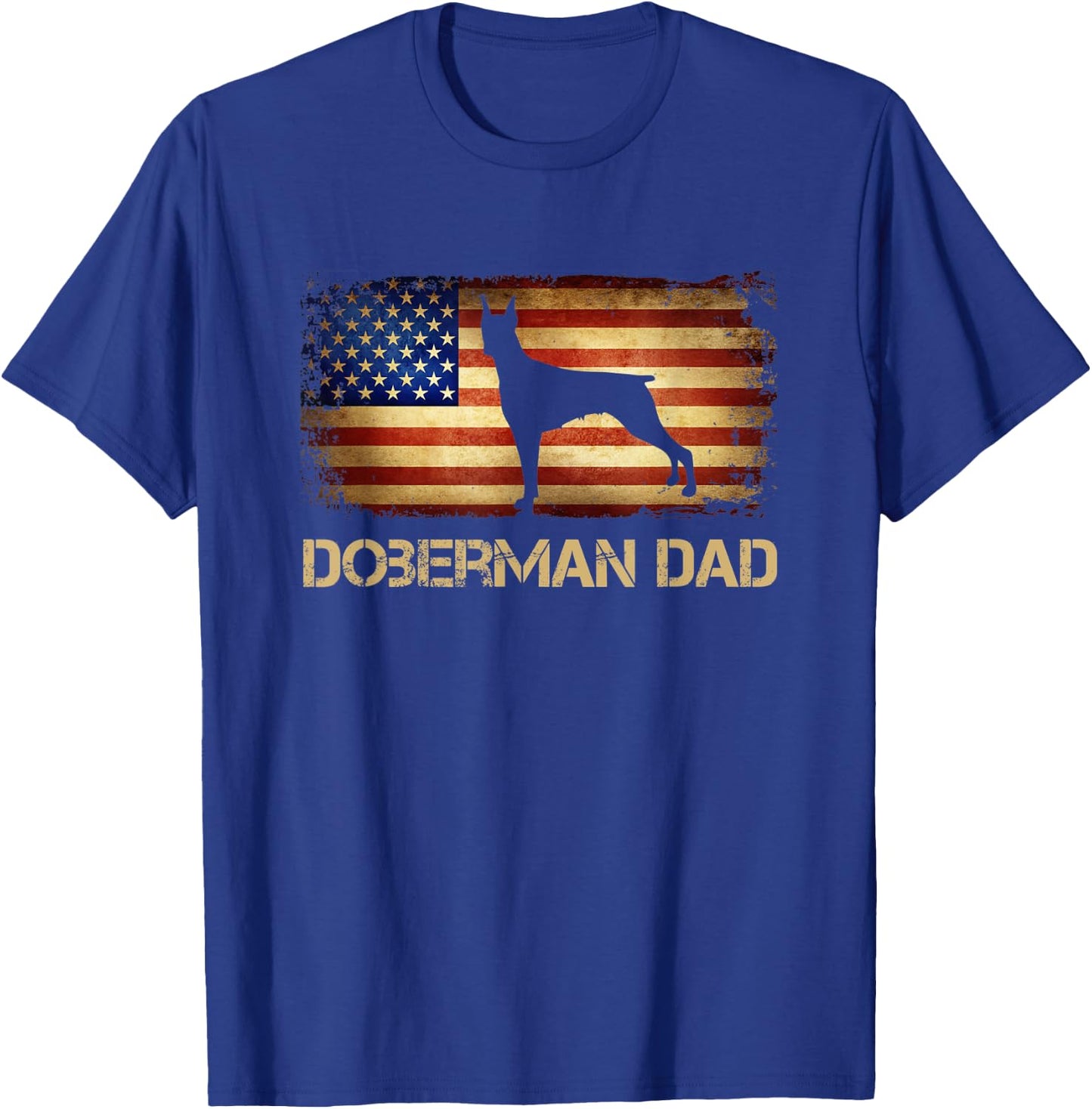 Doberman Dad Vintage American Flag Patriotic Dobermann T-Shirt - T-Shirt | Royal