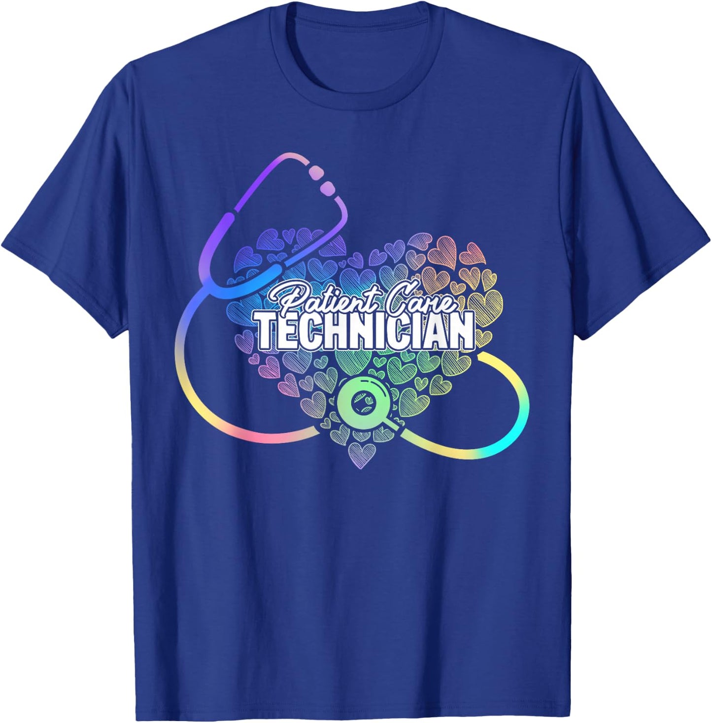 PCT Patient Care Technician Heart Stethoscope T-Shirt - T-Shirt | Royal