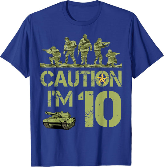 10th Birthday Military I'm 10 Year Old Soldier Camo Birthday T-Shirt - T-Shirt | Royal