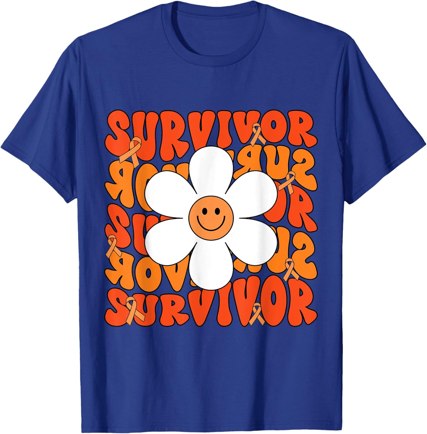 Leukemia Cancer Orange Ribbon Leukemia Cancer Survivor T-Shirt - T-Shirt | Royal
