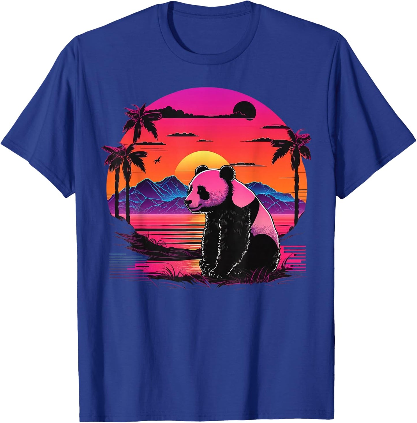 Vintage Retrowave Synthwave 80s Vaporwave Panda T-Shirt - T-Shirt | Royal