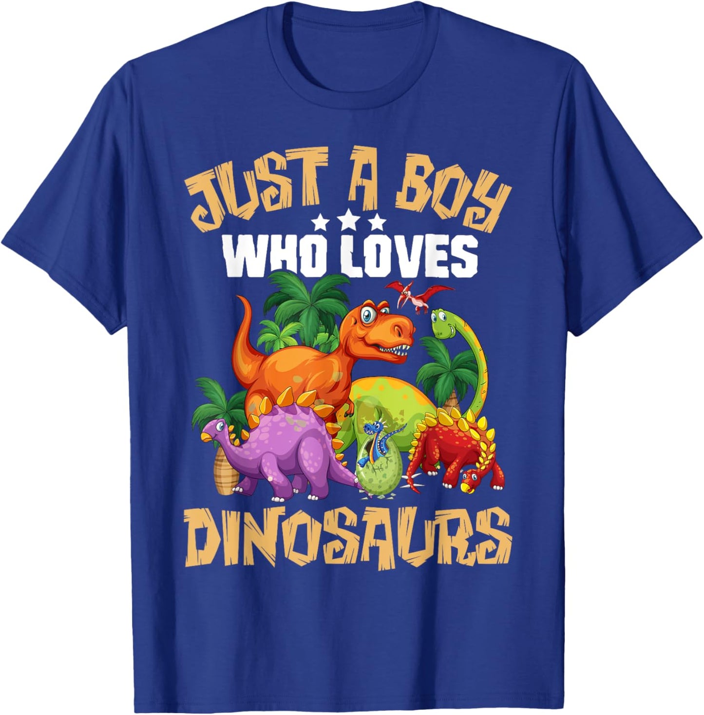 Just A Boy Who Loves Dinosaurs Shirt Brachiosaurus Dino Boys T-Shirt - T-Shirt | Royal