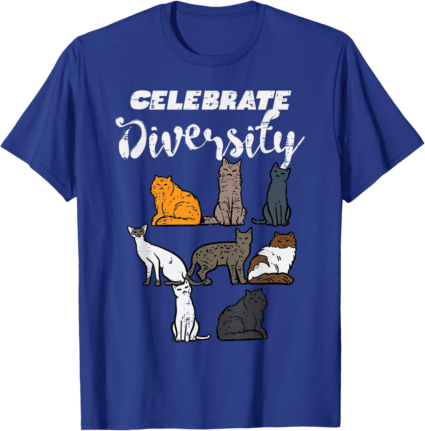 Celebrate Diversity Cat Breeds Cute Pet Owner Men Women Kids T-Shirt - T-Shirt | Royal