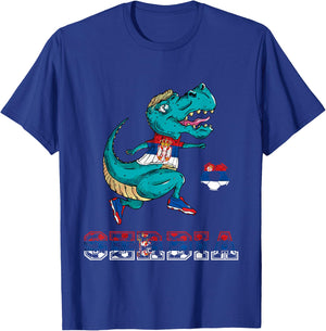 Serbian Football Serbian Roots Serbia Flag Dino T-Rex Serbia T-Shirt - T-Shirt | Royal