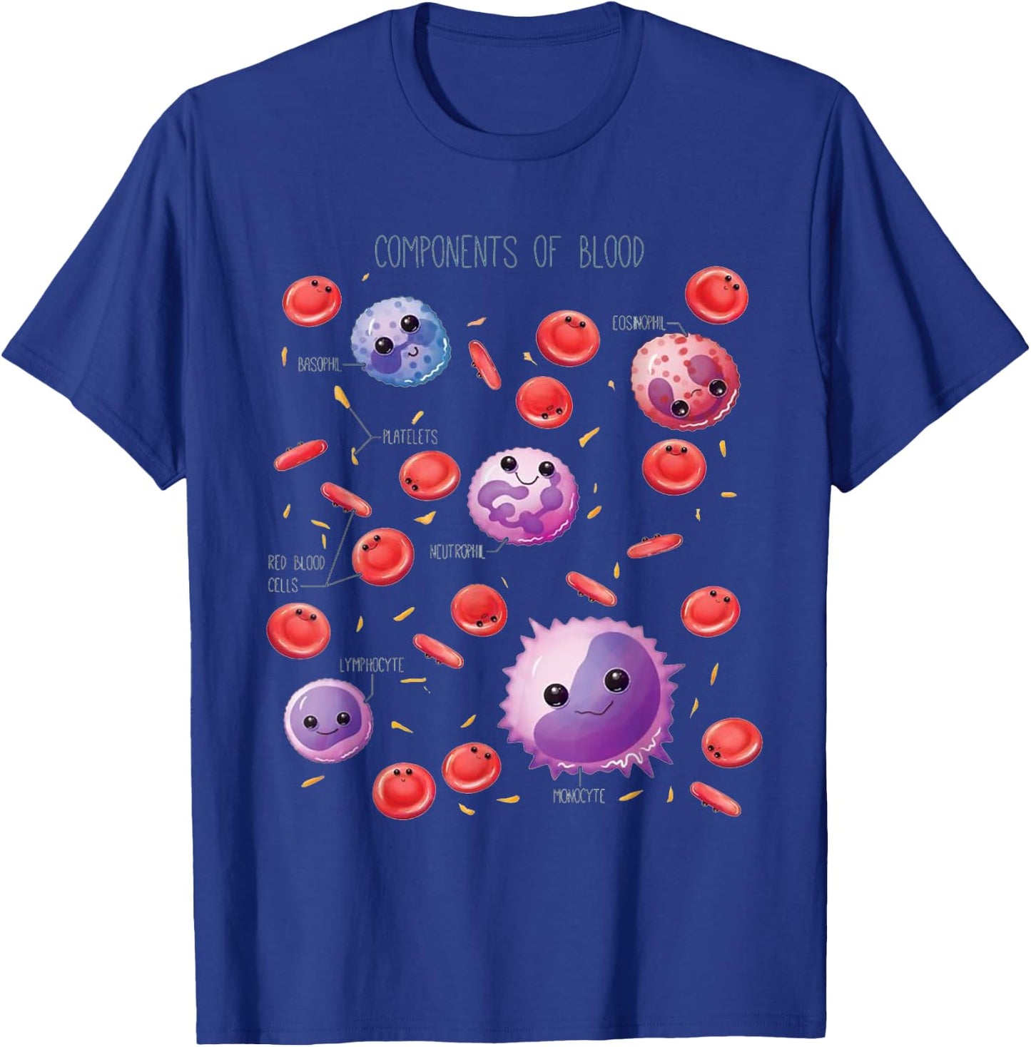 Cute Funny White And Red Blood Cells Components Of Blood T-Shirt - T-Shirt | Royal