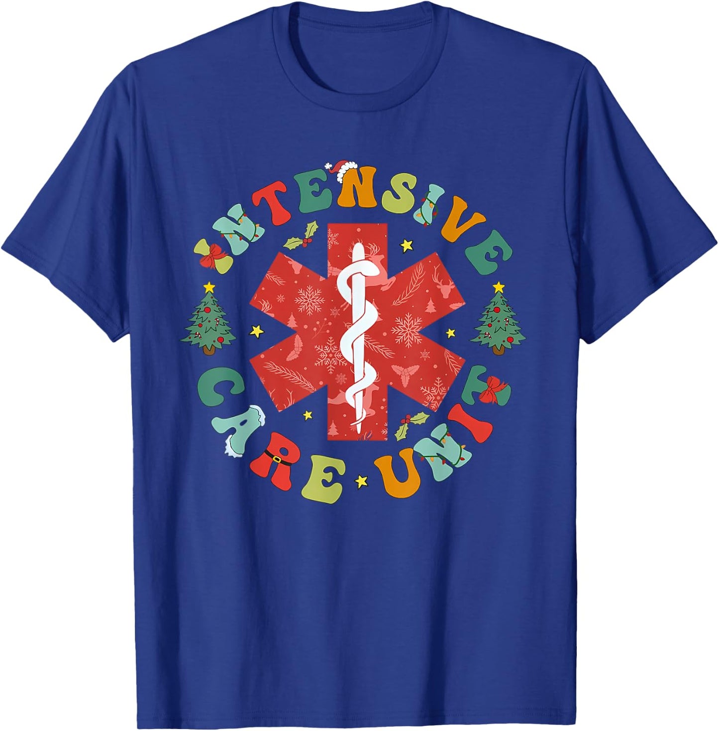 Intensive Care Nurse Christmas ICU Nurse Nursing Student T-Shirt - T-Shirt | Royal