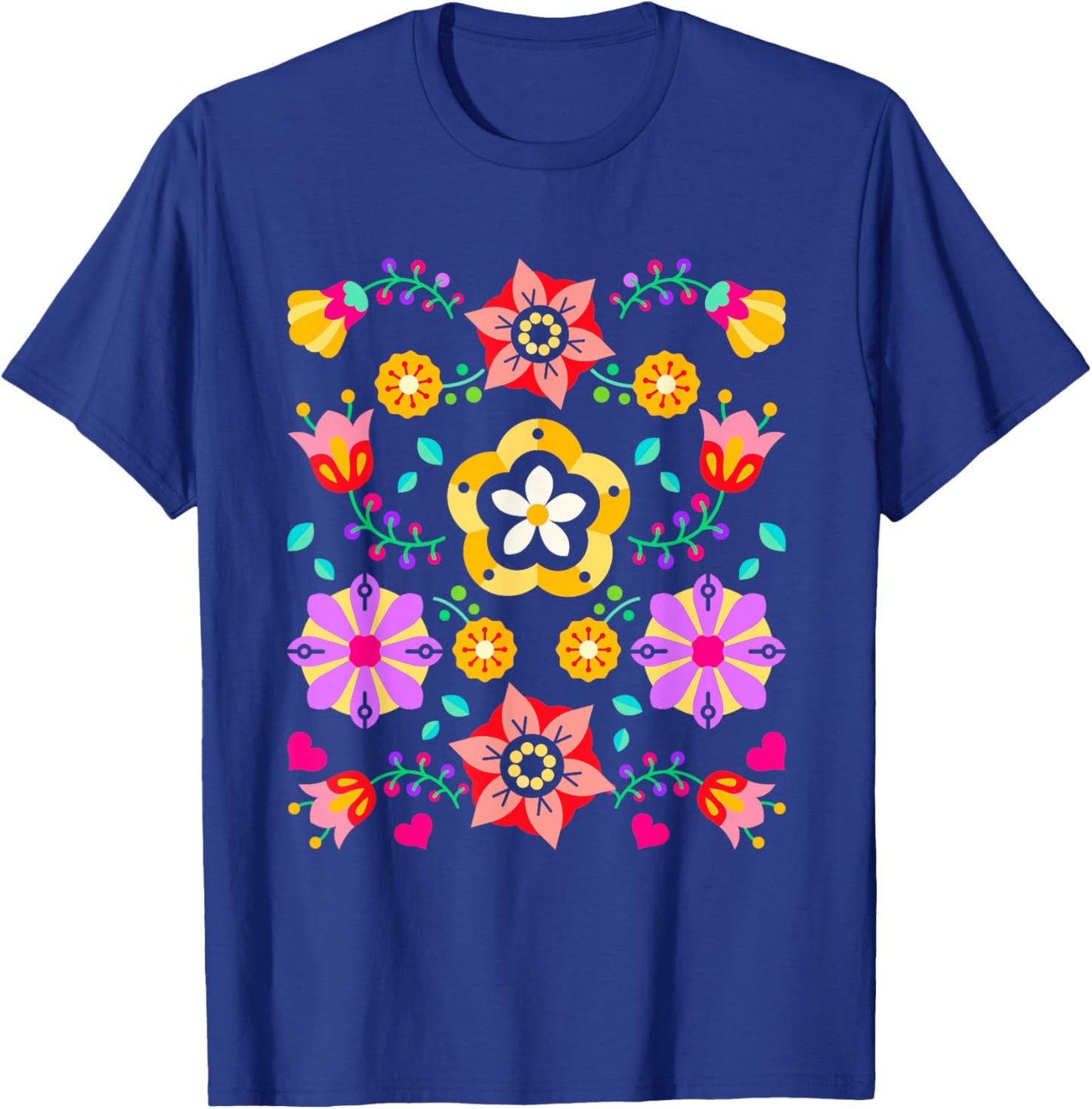 Scandinavian Folklore Botanical Folk Vintage Flower Lover T-Shirt - T-Shirt | Royal