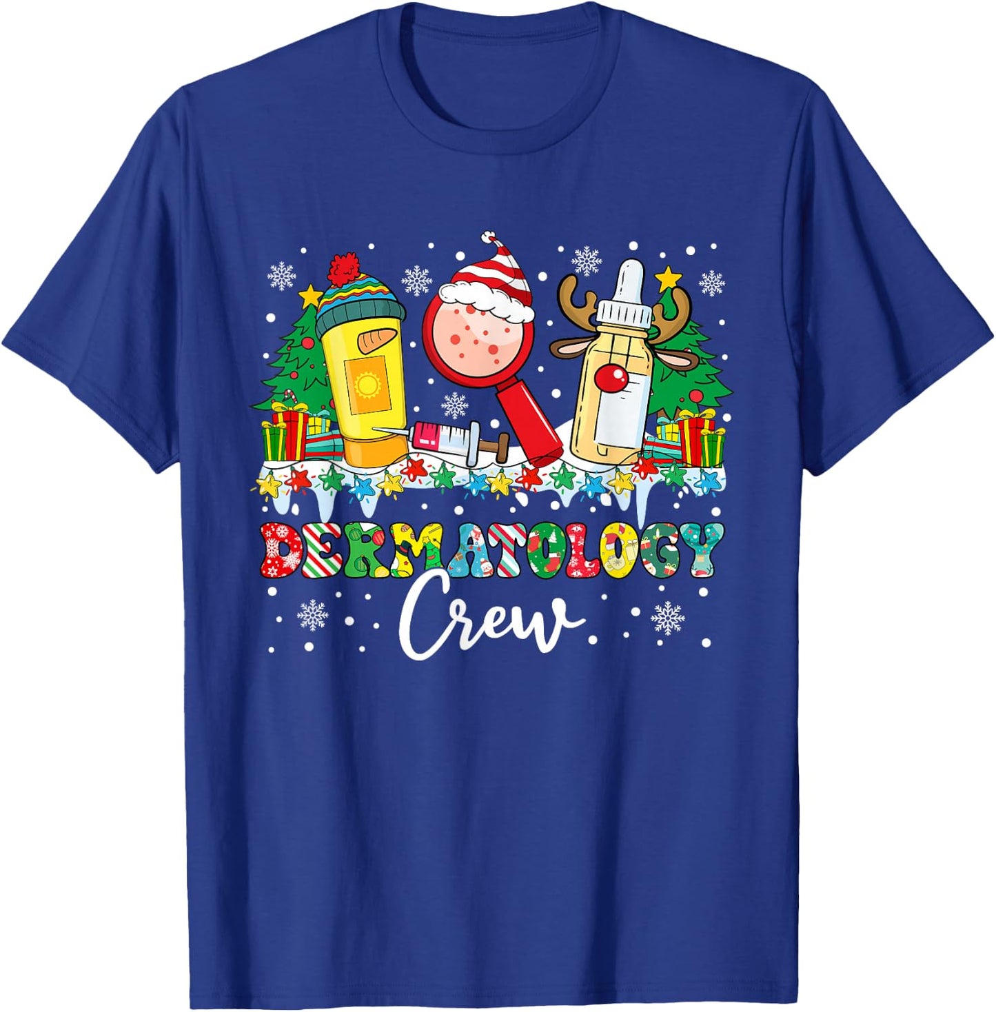 Dermatology Crew Santa Hat Dermatologist Funny Christmas T-Shirt - T-Shirt | Royal