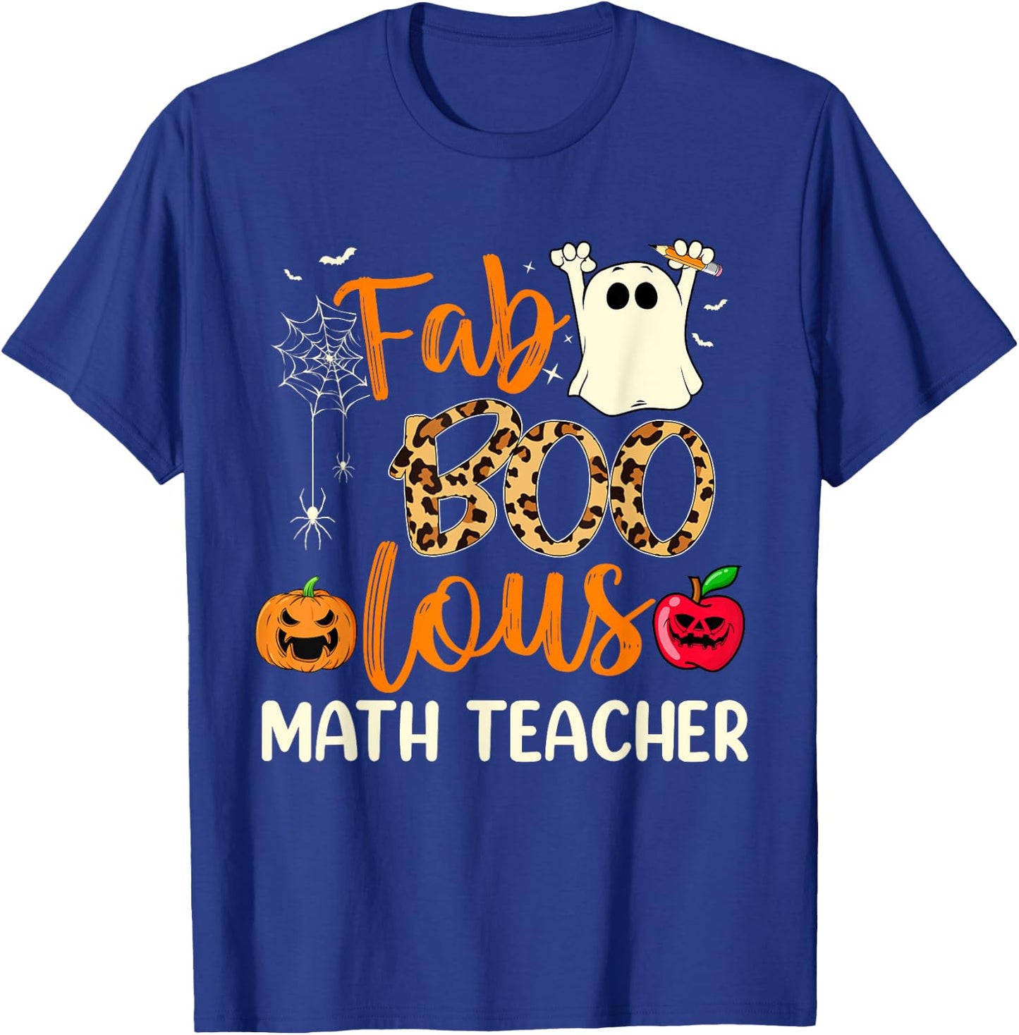 Fab Boo Lous Math Teacher Leopard Spooky Halloween Costume T-Shirt - T-Shirt | Royal