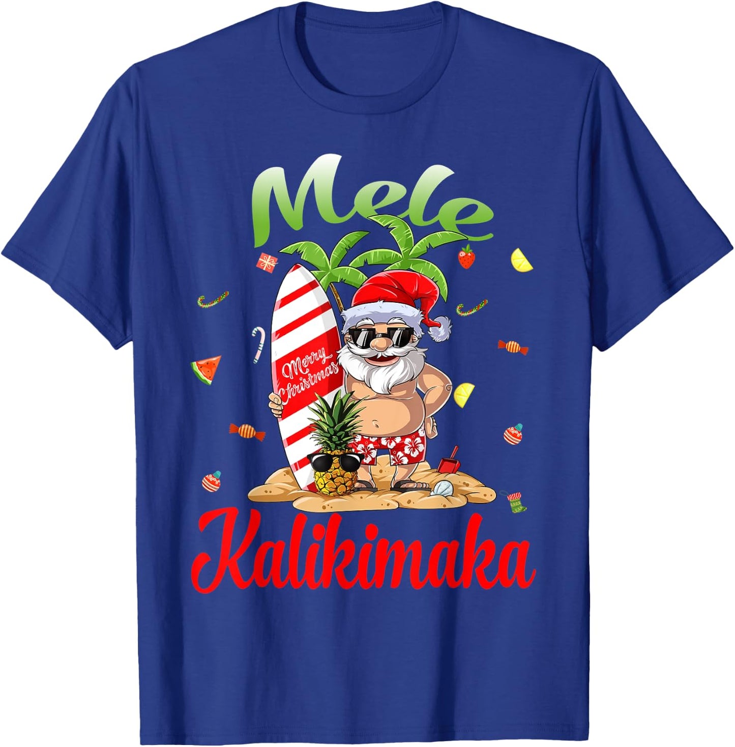 Mele Kalikimaka Christmas Santa Shaka Hawaii T-Shirt - T-Shirt | Royal