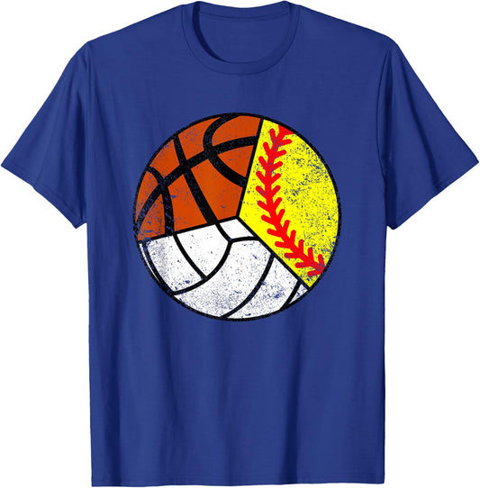 Softball Volleyball Basketball Player Funny Ball Sport T-Shirt - T-Shirt | Royal