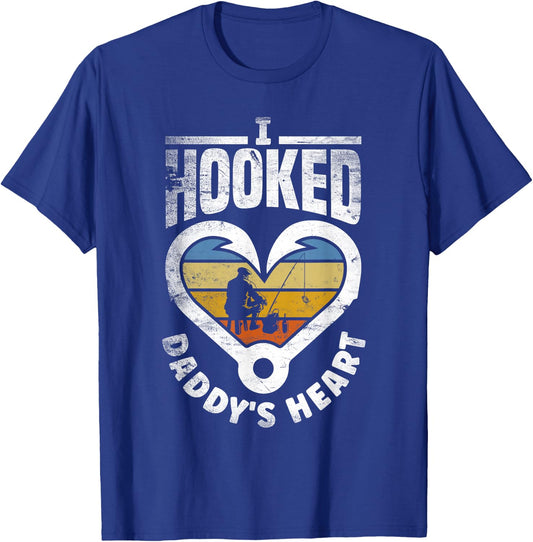 I Hooked Daddy's Heart Fishing Father's Day T-Shirt - T-Shirt | Royal