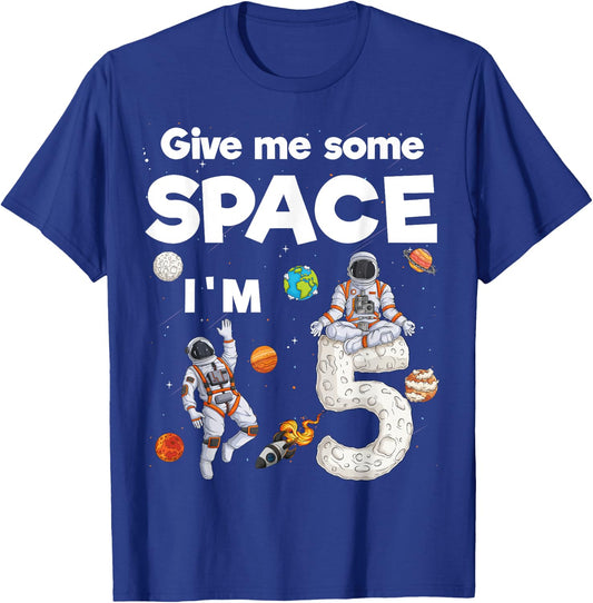 Outer Space Astronaut Planets Five Year Old 5th Birthday T-Shirt - T-Shirt | Royal