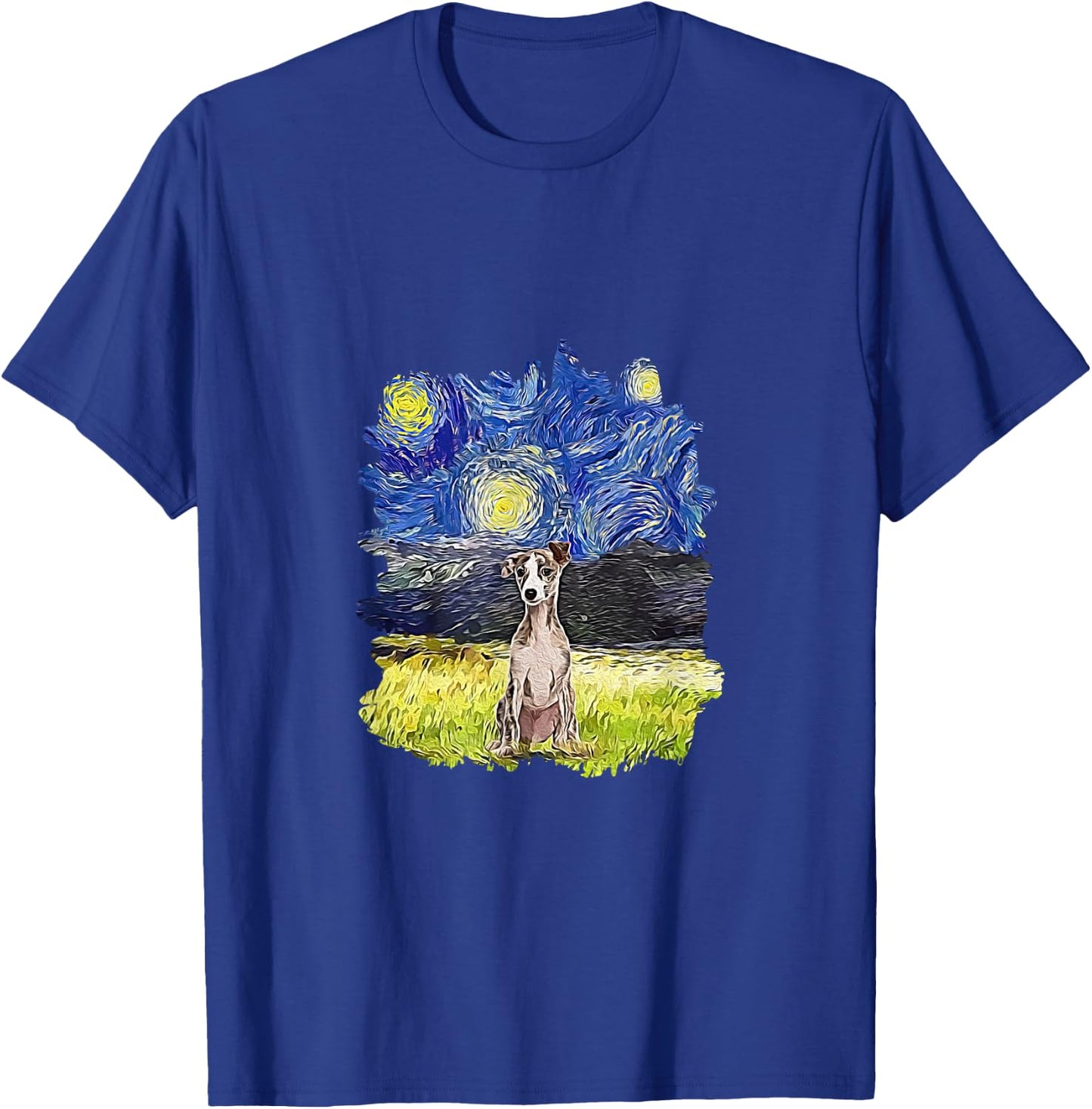Starry Night Impressionist - Dog Art Whippet T-Shirt - T-Shirt | Royal