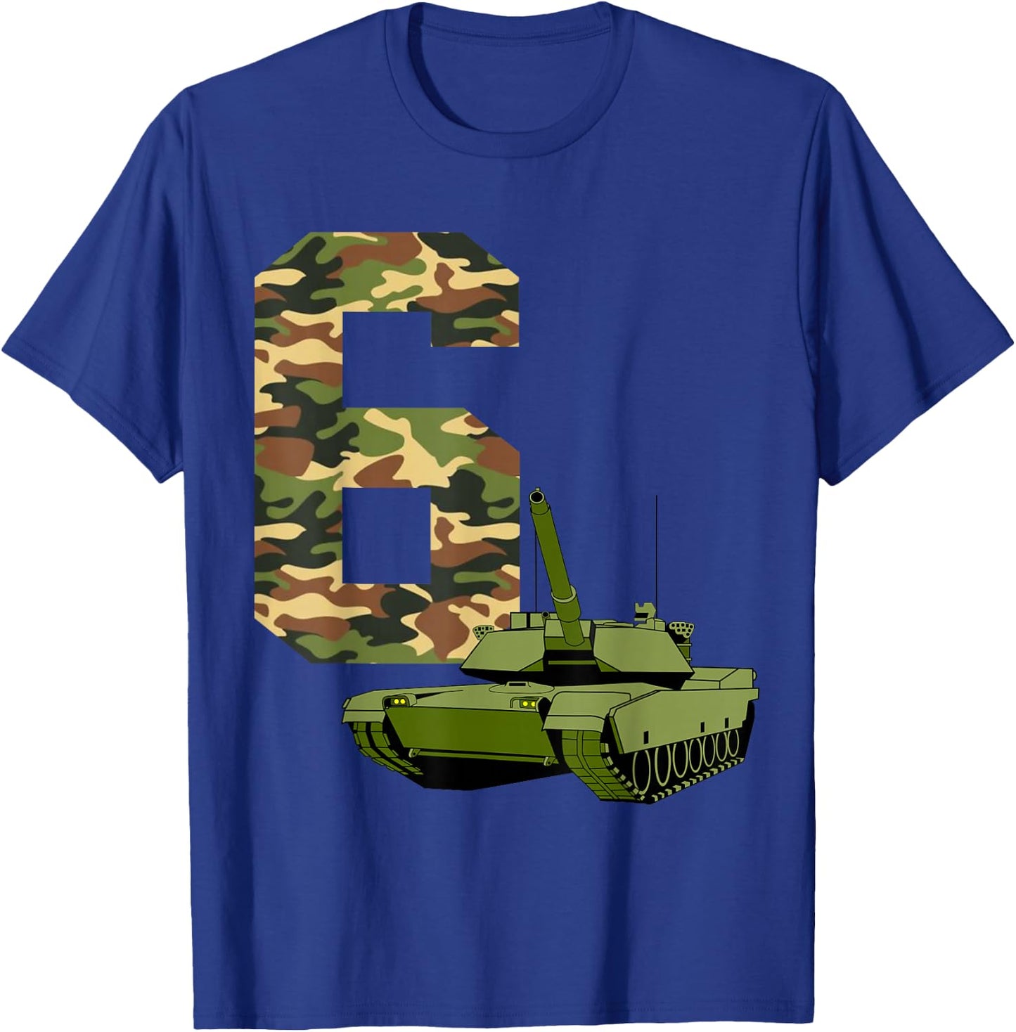 Boy 6th Birthday Military Tank Battle Themed 6 Year Old Kids T-Shirt - T-Shirt | Royal