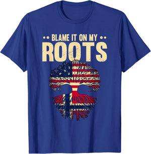 Blame It On My Roots American Heritage Norwegian Roots T-Shirt - T-Shirt | Royal