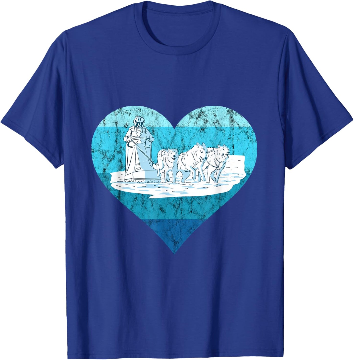 Winter Sport Vintage Sled Dog Snow Sleding Sleigh Mushing T-Shirt - T-Shirt | Royal