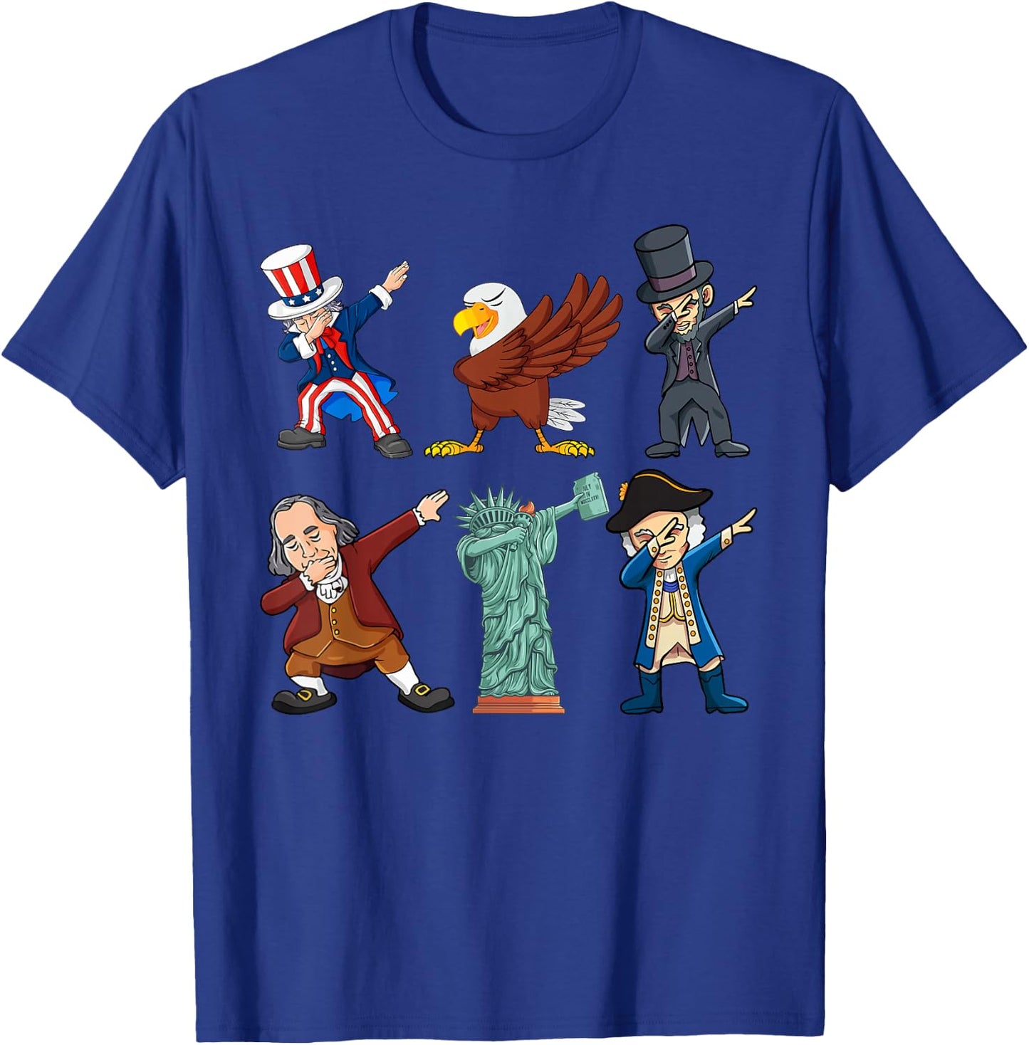 Funny Dab Uncle Sam And Friends 4th of July Boys Girls Kids T-Shirt - T-Shirt | Royal