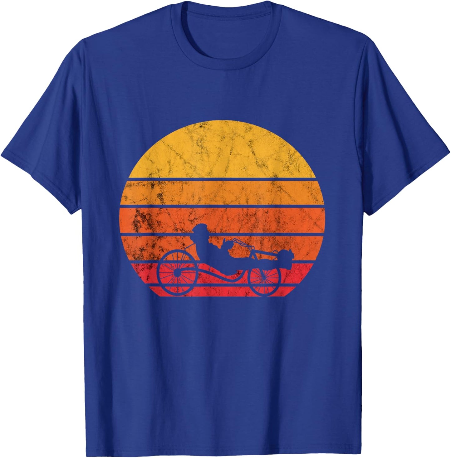 Retro Sunset Recumbent Bike Recumbent Trike Cycling Triker T-Shirt - T-Shirt | Royal
