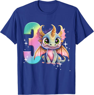 3rd Birthday Shirt Dragon Party Rainbow Girl Toddler Three 3 T-Shirt - T-Shirt | Royal