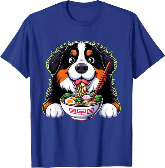Kawaii Anime Bernese Mountain Dog Ramen T-Shirt - T-Shirt | Royal