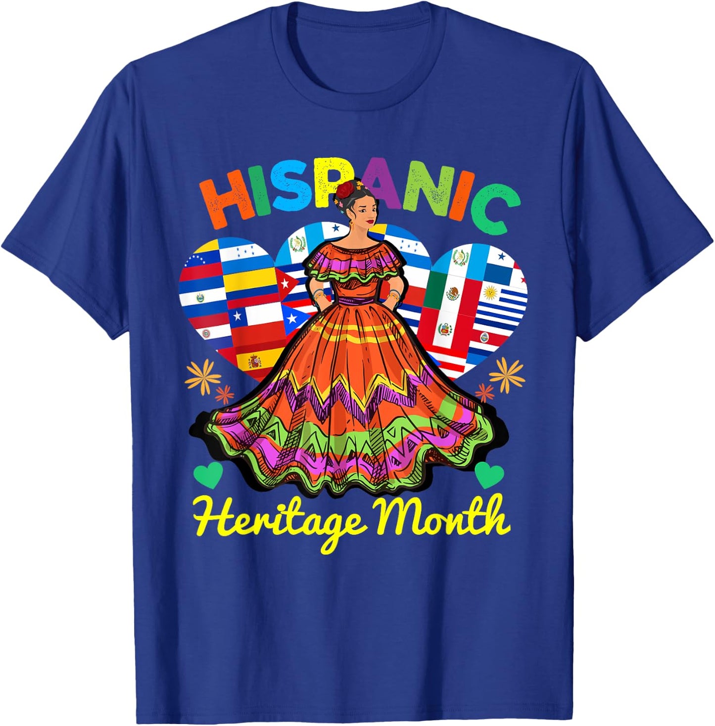 Hispanic Heritage Month Dress Inspired Girl Dancing T-Shirt - T-Shirt | Royal
