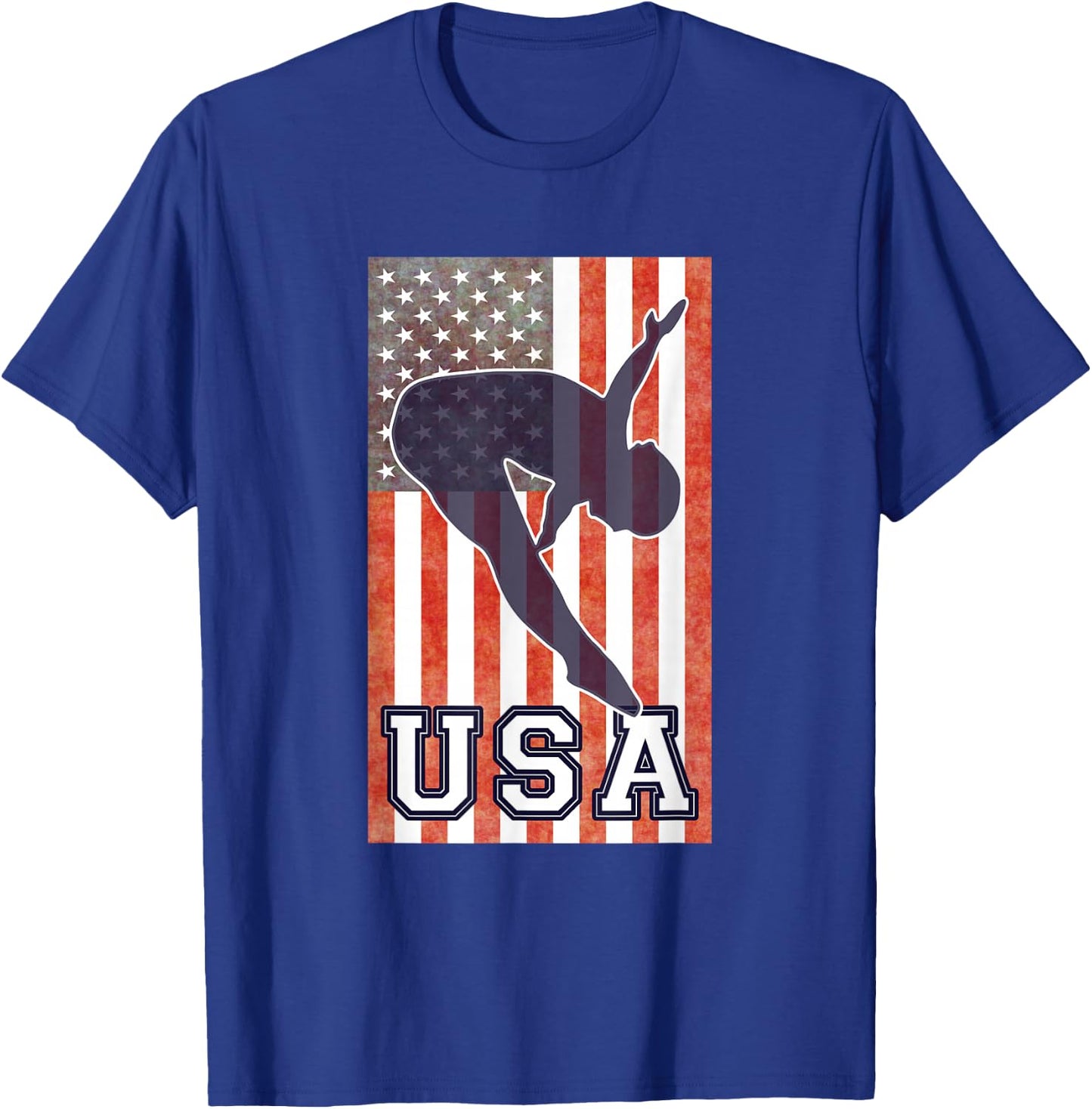USA Diving American Flag Springboard Platform Team Athlete T-Shirt - T-Shirt | Royal