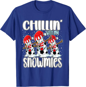 Chillin' with My Snowmies Funny Dabbing Soccer Snowman T-Shirt - T-Shirt | Royal