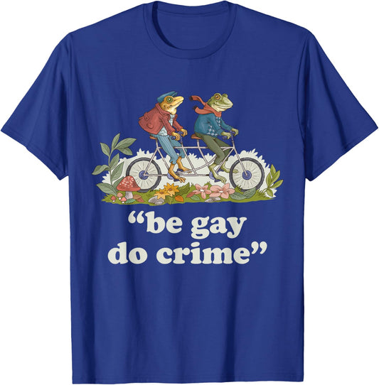 GoshWow -Adults Cottagecore, Goblincore Frog Cycling , Black, Small T-Shirt - T-Shirt | Royal